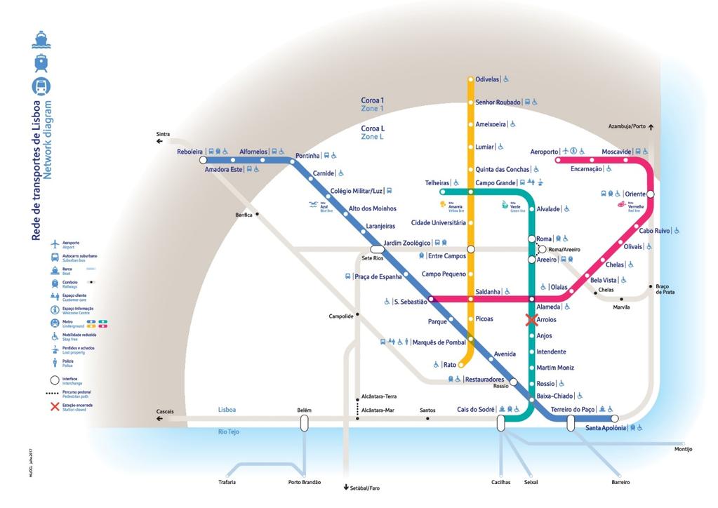 Useful Information Informação útil Lisbon Underground rail network Lisbon Underground rail network The faculty s closest subway stops are