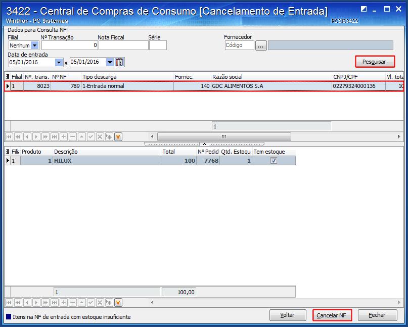 9.3 Informe os filtros, conforme necessidade, e clique o botão Pesquisar; 9.