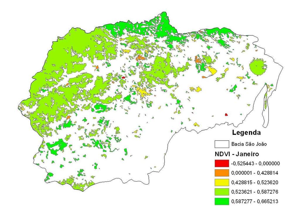 relação ao segundo, o que corrobora o resultado esperado de maior vigor da vegetação no período de maior oferta hídrica.