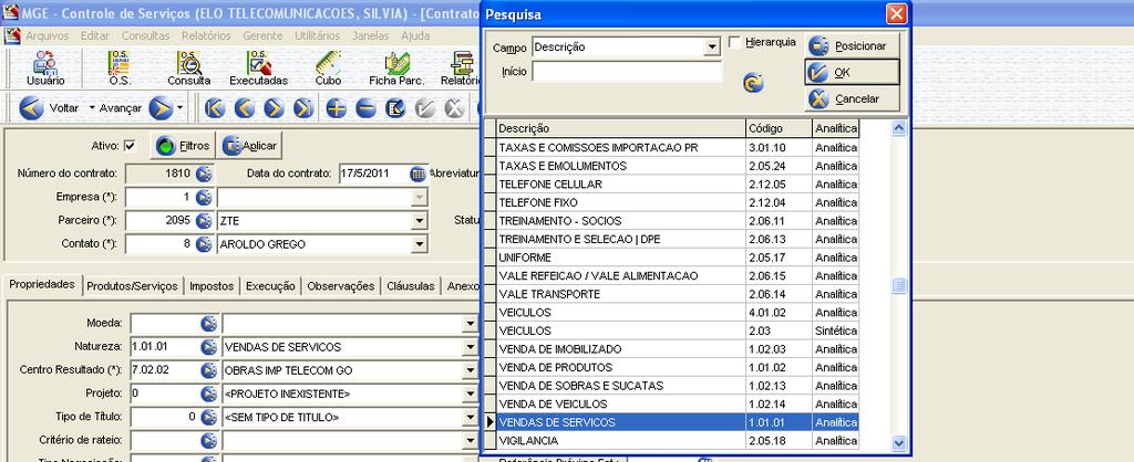 Opções de Centro de Resultado: Obras Civil (código 7.08.06) Obras de Projetos (código 7.06.02) Obras de Prospecção (código 7.06.03) Obras de Redes (código 7.