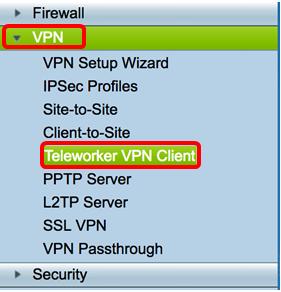 Configurar um cliente VPN do Teleworker no roteador do RV34x Series Objetivo A característica do cliente VPN do Teleworker minimiza os requisitos de configuração em posições remotas permitindo que o