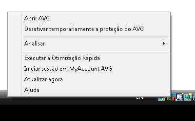 Apresentação do Ícone do AVG na Barra de Tarefas Com cor cheia, sem elementos adicionais, o ícone indica que todos os componentes do AVG AntiVirus 2014 estão ativos e perfeitamente funcionais.