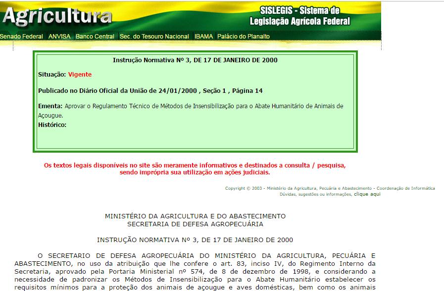 para o abate humanitário de animais de açougue Já