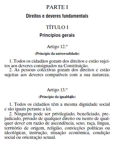 Figura 7. Constituição da República Portuguesa artigos nº 11, nº 12 e nº 71 Em 1993, a Comissão Europeia avança com a aplicação de um conjunto de regras com o intuito de combater a discriminação.