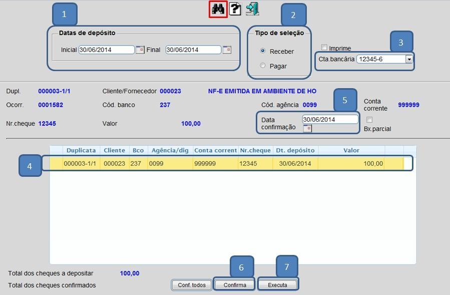 5 Confirmação de depósito Clique no botão: Confirmação de depósito.