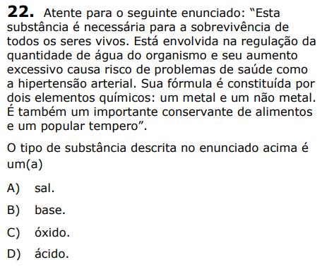 A substância mencionada no texto é o cloreto de sódio,