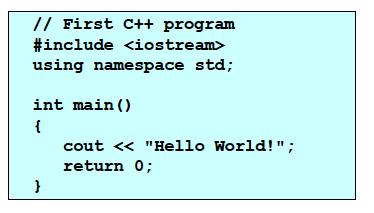 O primeiro programa em C++ O programa fonte se chama: heo.