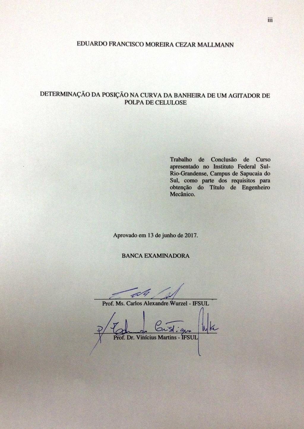 iii AGRADECIMENTOS Primeiramente, gostaria de agradecer a todos os professores e servidores que lutam para que este curso possa existir e ficar cada vez melhor com o passar do tempo.