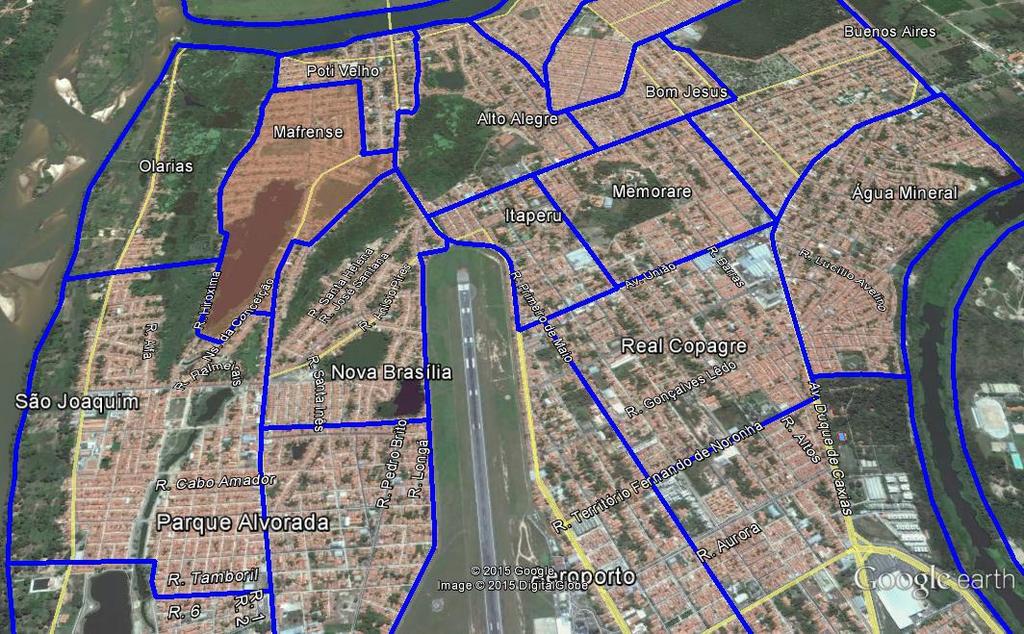 Figura 1: Vista aérea de parte da zona administrativa Centro Norte de Teresina, em