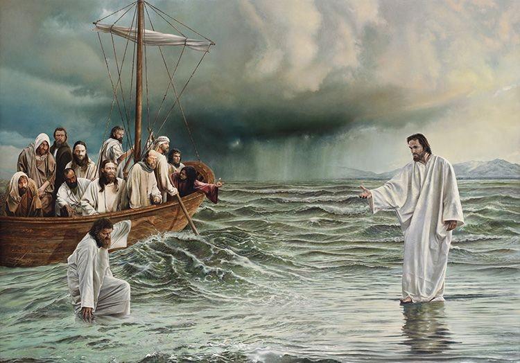 Pedro lhe respondeu: Senhor, se és tu, manda que eu vá ao teu encontro, caminhando sobre as águas. Jesus disse-lhe: Vem.