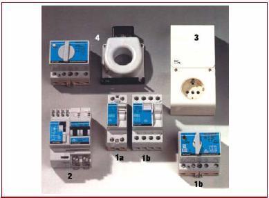 Os dispositivos variam: 1. interruptores DR; 2. disjuntores com proteção DR incorporada; 3.