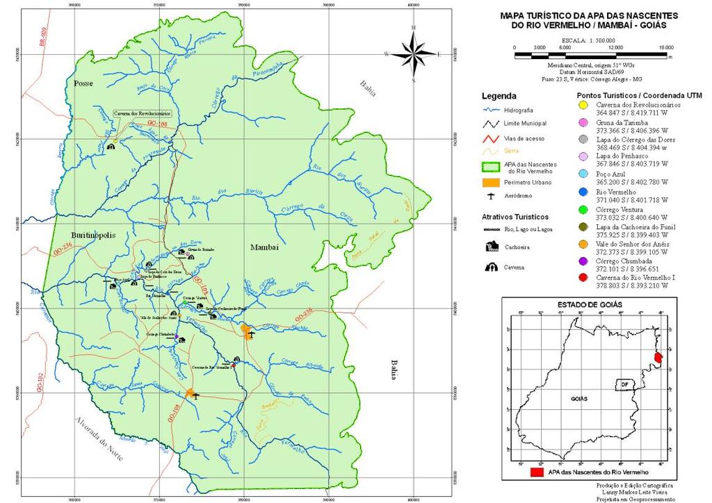 R ISSN 1983-473X Volume 2 Número 2 Dezembro 2009 Mapa Turístico da APA das Nascentes do Rio Vermelho com indicação dos principais atrativos turísticos identificados pelo inventário Vieira & Vieira