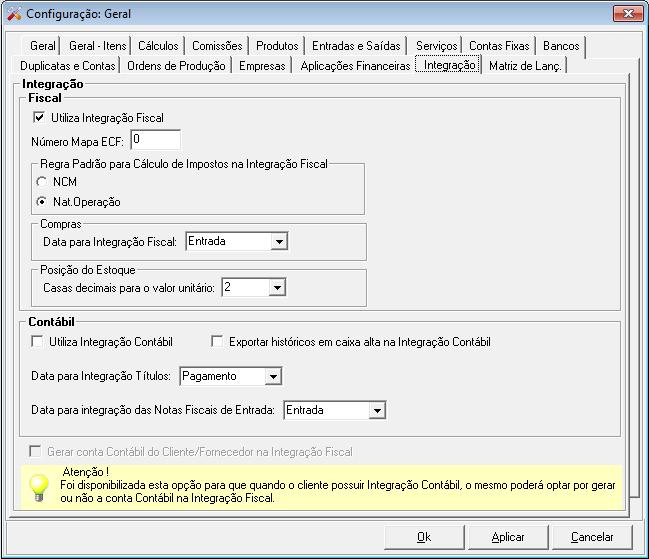 2. Cadastros e Configurações para Integração A maioria dos cadastros e parametrizações necessárias para a Integração podem ser realizadas nos módulos Compras ou Vendas/Faturamento, estes cadastros