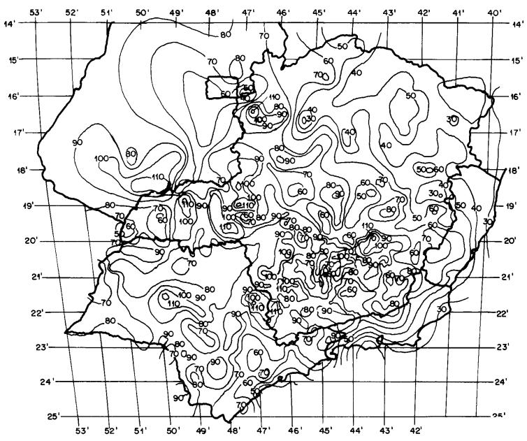 Figura 6.1 Mapa isoceráunico da região Sudeste Em Ouro branco Td = 90[dias com trovoadas /ano] Ng= 0,04.