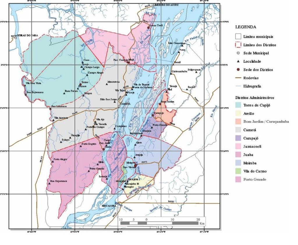 Mapa 1: Situação Municipal (Cametá) Fonte: IBGE (2010) Estudar a cidade de Cametá traz elementos que nos dão a possibilidade da compreensão da subregião do Baixo Tocantins e da própria Amazônia.