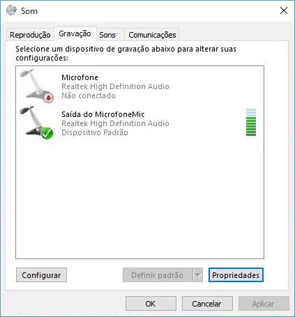 Utilize também o gravador de voz do Windows para verificar o áudio gravado da rede de