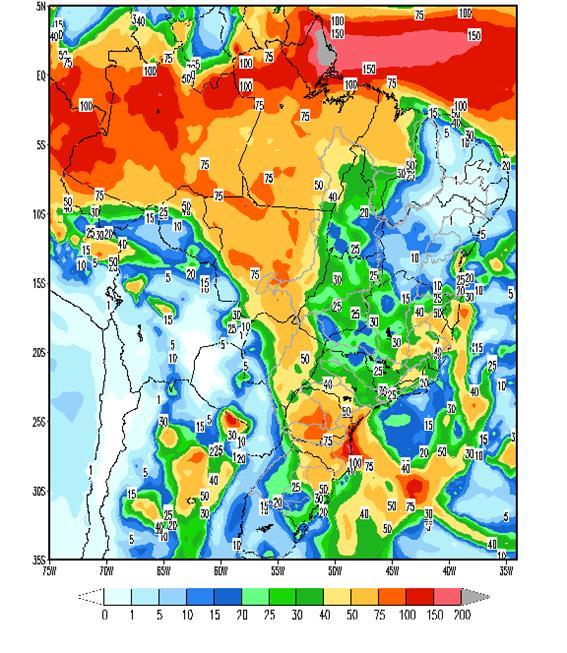 instabilidade sobre essas regiões. No final da semana as áreas de instabilidade ocasionam chuva fraca nas bacias dos rios Grande e Paranaíba, no alto São Francisco e no alto Araguaia (Figura 9).