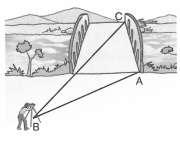 Para construir uma ponte sobre o rio, conforme a figura, um engenheiro fez as seguintes medidas: segmento AB = 30m, ângulo BAC = 105 e ângulo CBA = 30. O engenheiro instalou o teodolito no ponto B.