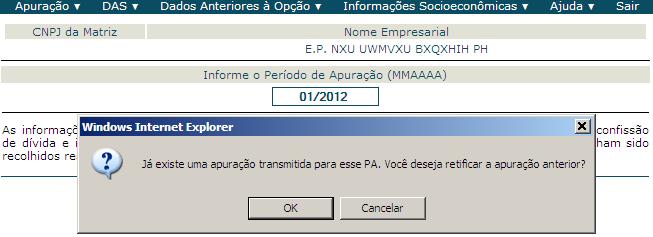 7.4 CONSULTAR APURAÇÃO NÃO TRANSMITIDA Caso exista apuração não transmitida, será exibido documento no formato pdf da apuração do período ainda não transmitida.