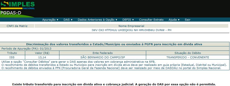 Débitos. A opção Gerar DAS estará disponível, mas não considerará a compensação realizada, gerando o DAS com o valor integral do PA. IMPORTANTE!