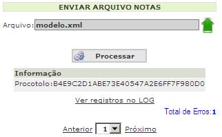 Imagem 5 - Protocolo do recebimento do lote Para visualizar o resultado do processamento do lote, pode-se clicar no link que está