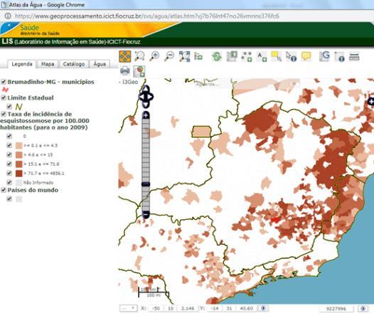 Taxa de incidência de esquistossomose na região Sudeste do Brasil