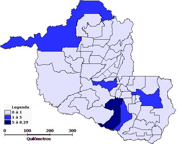 Figura 4 - Municípios de maior especialização nos Serviços Industriais de Utilidade Pública Fonte: Elaborado pela autora a partir de dados da RAIS/MTE, 2015.