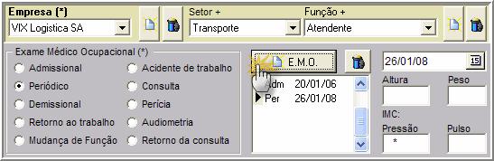 Exame Médico Ocupacional (*) O EMO é o último dos campos obrigatórios neste programa.