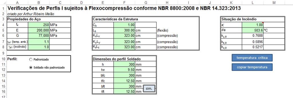 Figura 3.4 Escolha do perfil soldado não padronizado.