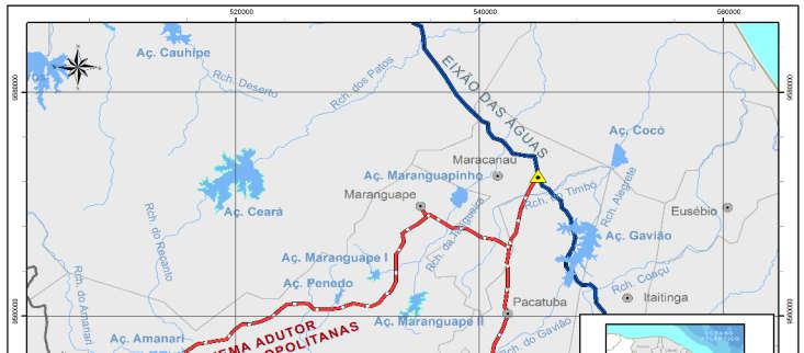 b) Sistema Adutor Serras Metropolitanas: com captação no trecho 5 do Eixão das Águas para atendimento com água tratada da população urbana dos municípios de Pacatuba (Figura 6),