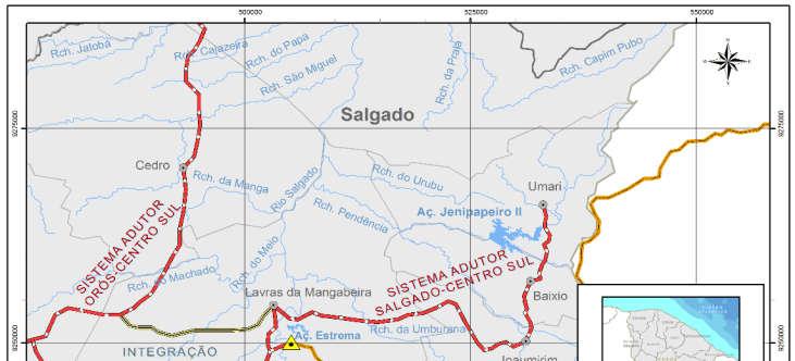 d) Sistema Adutor Salgado-Centro Sul: com captação no Canal da Transposição do Rio São Francisco (PISF) para atendimento com água