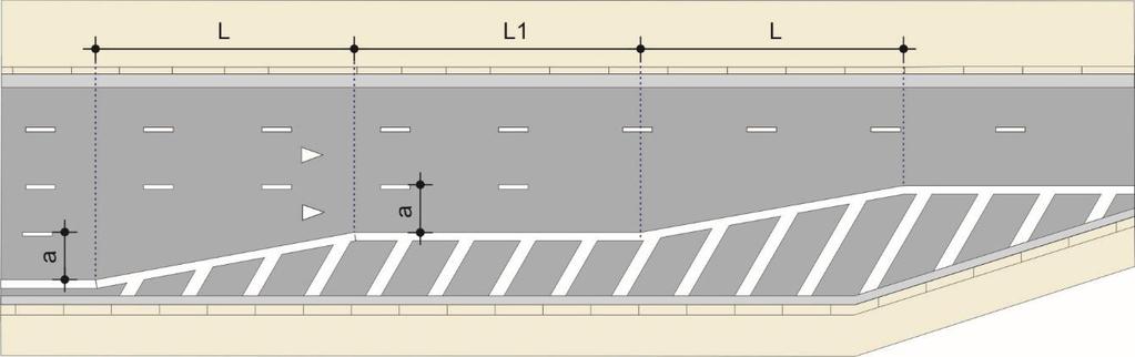 No caso de supressão de mais de uma faixa de trânsito, deve-se prever um trecho intermediário entre os tapers L1- definido também pela expressão