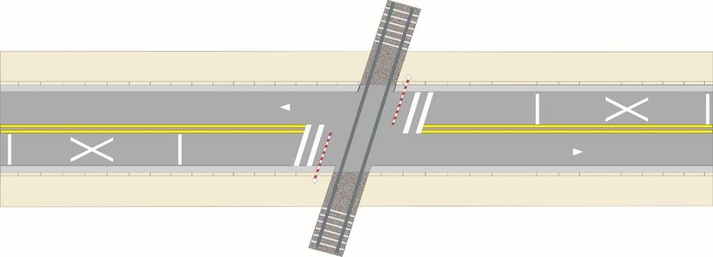 6.2.3.4 Critérios de locação O Símbolo de Cruzamento Rodoferroviário deve estar centralizado na faixa de trânsito a que está destinado, Figura 6.19.