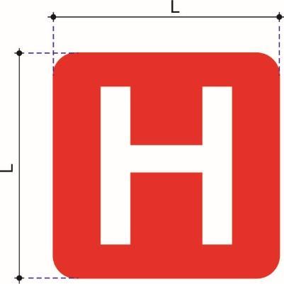 6.2.7 Símbolo Hidrante 6.2.7.1 Conceito Reforça a sinalização na área de proibição de estacionamento destinada a garantir o acesso de bombeiros junto a hidrante. 6.2.7.2 Características Cor: Pictograma branco inserido num quadrado de fundo vermelho.
