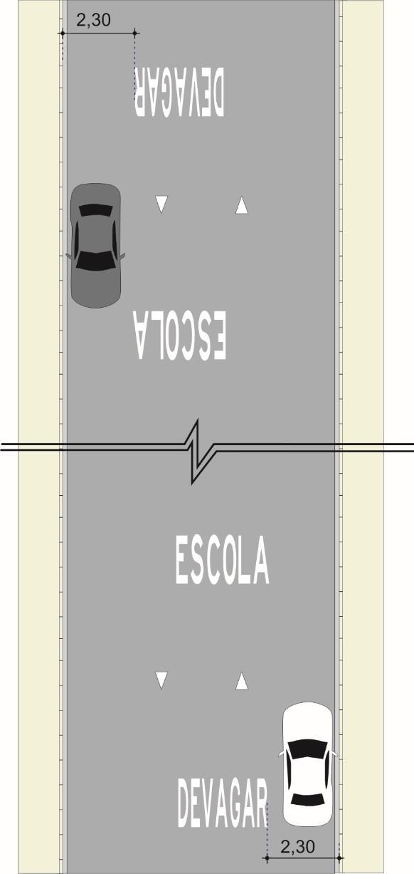 a) Pista simples com duplo sentido de circulação Pista simples com duplo sentido de circulação e com estacionamento permitido ou proibido em algum período A legenda deve ser locada