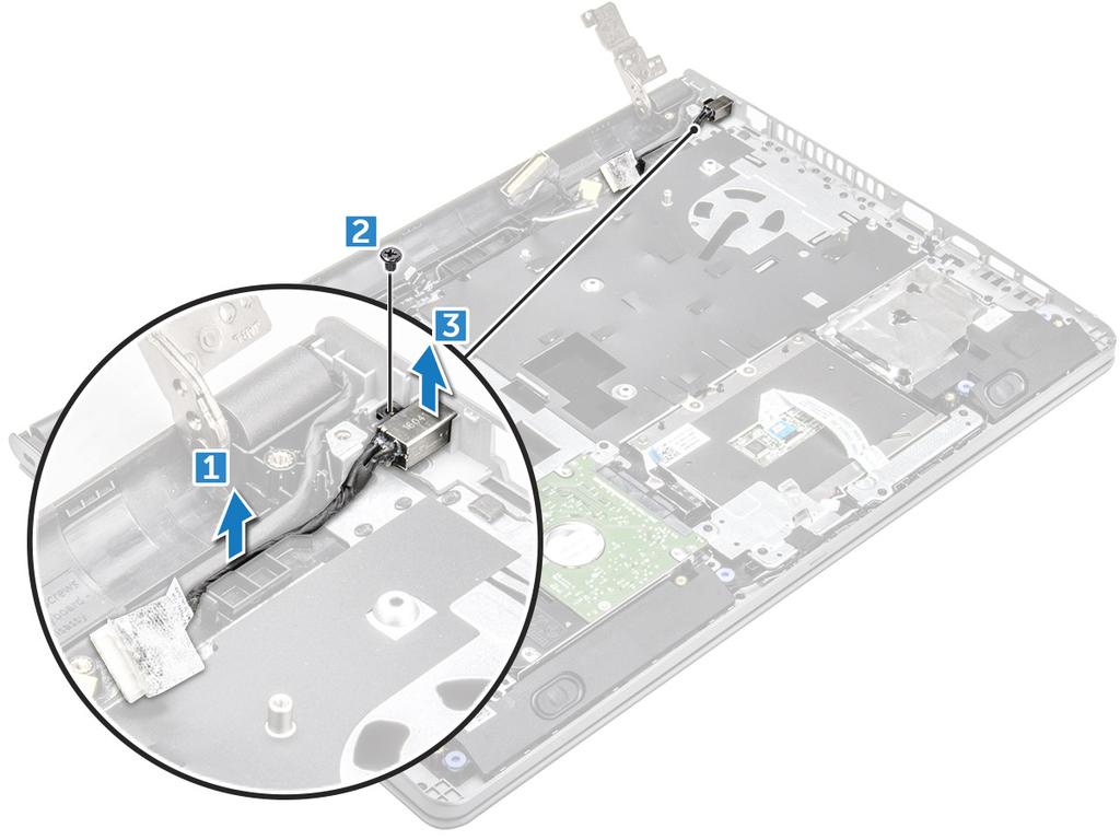 3 Instale: a conjunto do disco rígido b tampa da base c teclado d unidade óptica e bateria 4 Siga o procedimento descrito em Após trabalhar na parte interna do computador.