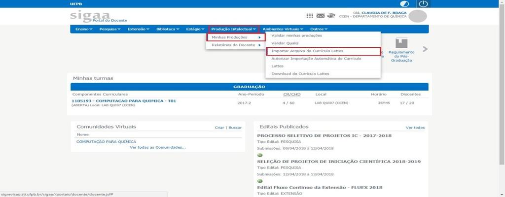 Importação e Validação de Produção Intelectual/Currículo Lattes (por arquivo.