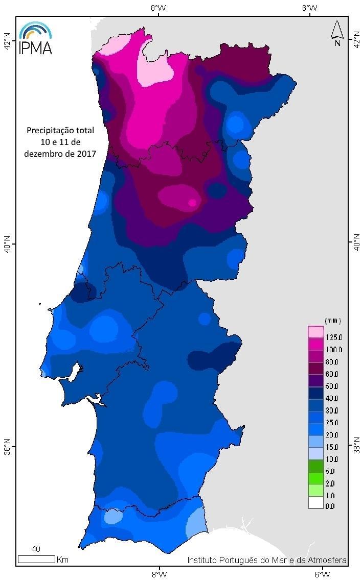 Tempestade Ana (10/11 dez 2017) Máximos de precipitação 1 hora (mm) Precipitação Total 10 e 11 de dezembro Arouca 22.1 V.N. Cerveira 20.6 Alcobaça 18.7 Nelas 16.0 Penhas Douradas 15.