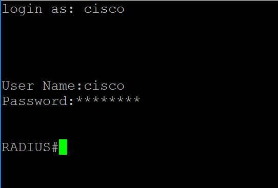 RADIUS#configure O server de RADIUS(config)#radius permite Etapa 2.