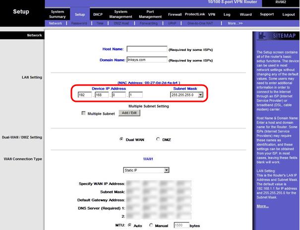 Etapa 2. No campo das configurações de LAN, incorpore o endereço IP de Um ou Mais Servidores Cisco ICM NT do dispositivo como 192.