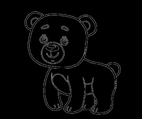 Momento 5: A aluna recebeu o desenho de um urso, pintou com giz de cera marom e decorou sua superfície com glitter.