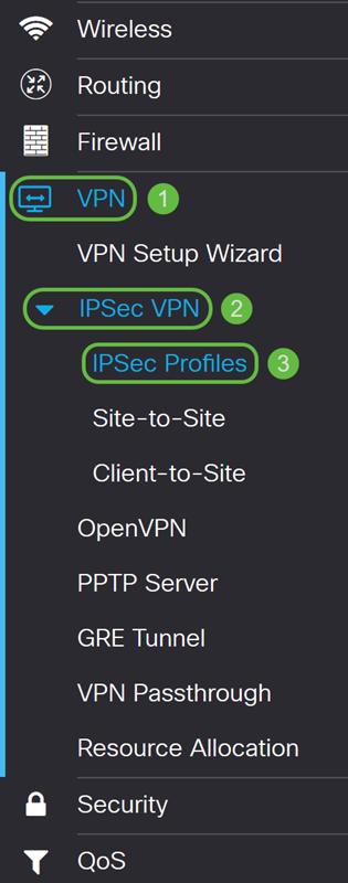 Nota: Para mais explicação em como configurar perfis IPSec, clique o link para ver o artigo: