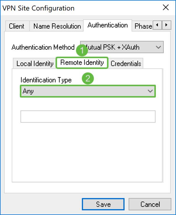 Etapa 4. Clique sobre as credenciais aba e incorpore a mesma chave pré-compartilhada que você configurou no RV160/RV260.