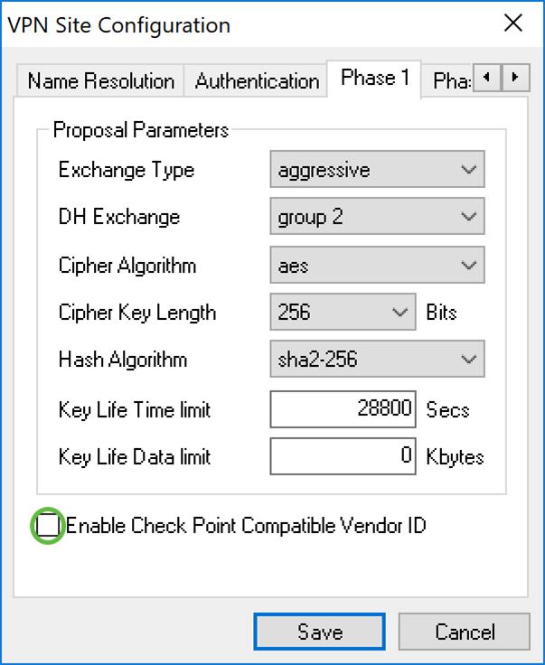 Cliente VPN macio do musaranho: Aba da fase 2 Etapa 1. Clique a aba da fase 2. Configurar os seguintes parâmetros para ter os mesmos ajustes que você configurou para o RV160/RV260.