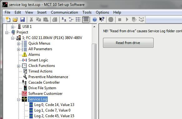 Descrição do Parâmetro VLT AQUA Drive FC 202 Indicação do log de serviço Parâmetro 16-42 Service Log Counter exibe o número de logs de serviço armazenados na memória.