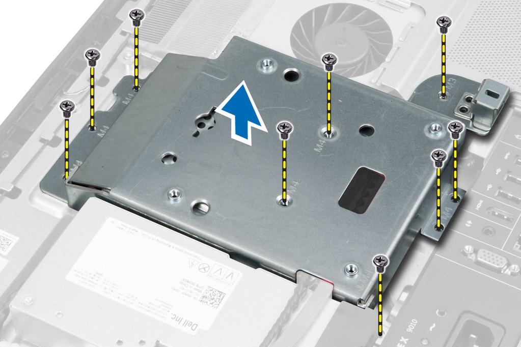 Como instalar o suporte de montagem VESA 1. Alinhe e posicione o suporte na traseira do computador. 2. Aperte os parafusos que prendem o suporte de montagem VESA ao computador. 3.