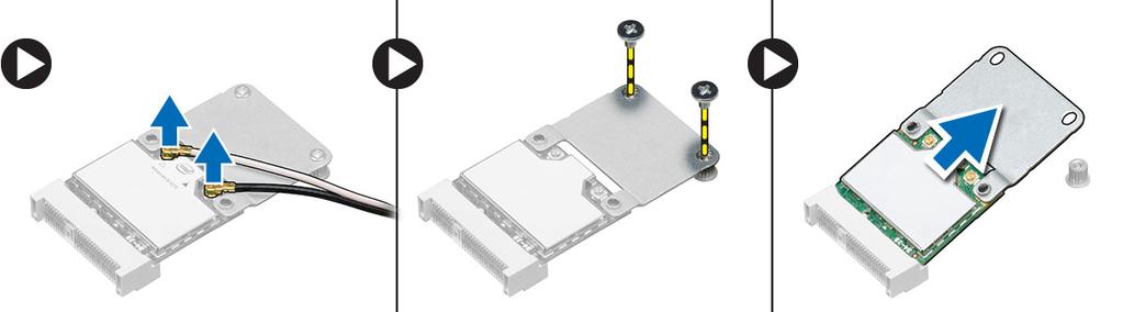 Instale: a) blindagem da placa de sistema b) suporte de montagem VESA c) tampa traseira d) suporte VESA 4. Siga os procedimentos descritos em Após trabalhar na parte interna do computador.