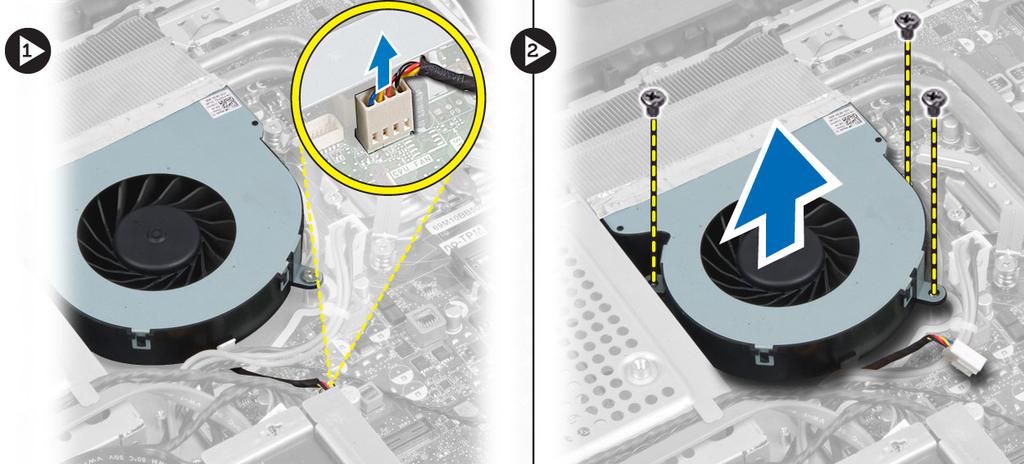 Como remover o ventilador do processador 1. Siga os procedimentos descritos em Antes de trabalhar na parte interna do computador. 2.