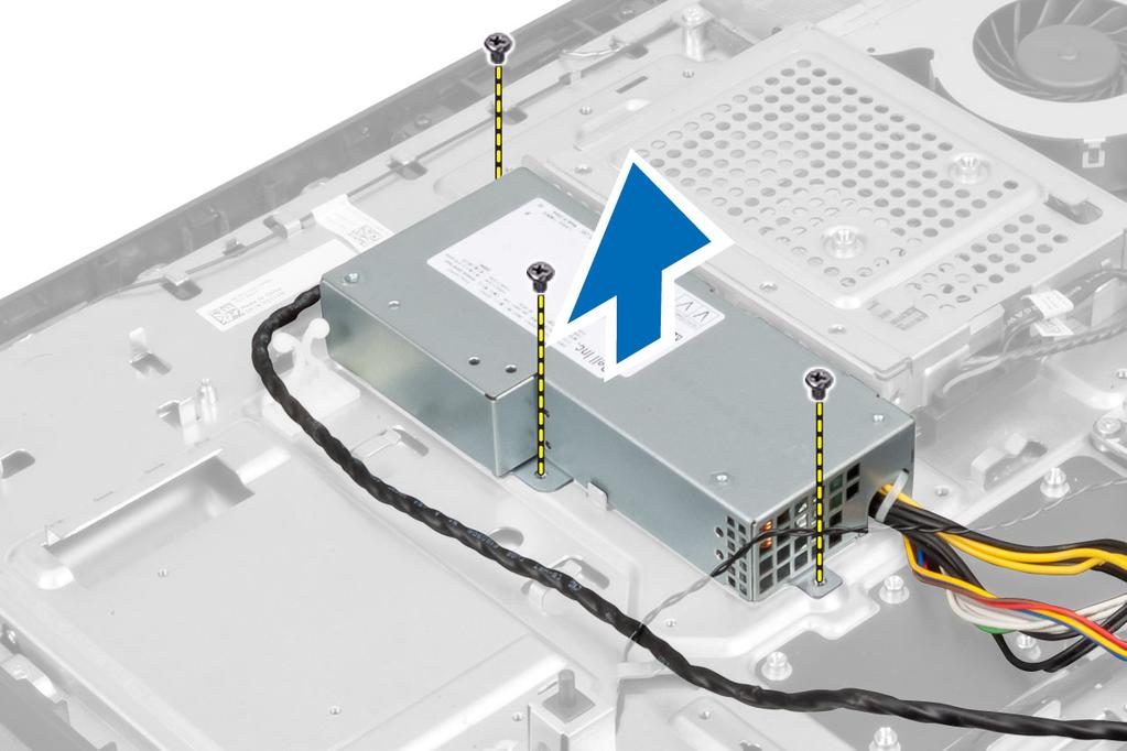 Passe o cabo pelos ganchos no computador. 4. Conecte os cabos da fonte de alimentação ao conector na placa de sistema. 5.