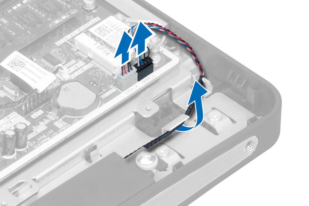 4. Remova os parafusos que fixam os alto-falantes ao chassi. Remova os alto-falantes do computador.